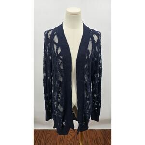 Daytrip Navy Distressed Open Knit Cardigan – Size M